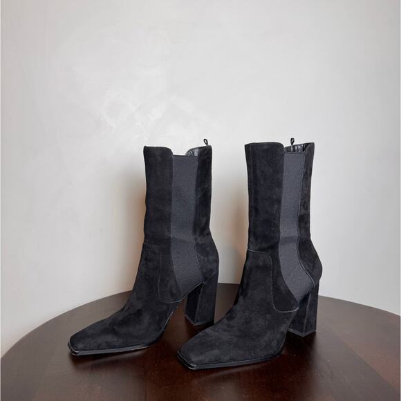 H&M Suede Cuir Velours Ankle Boots - Size 38 - Picture 4 of 7